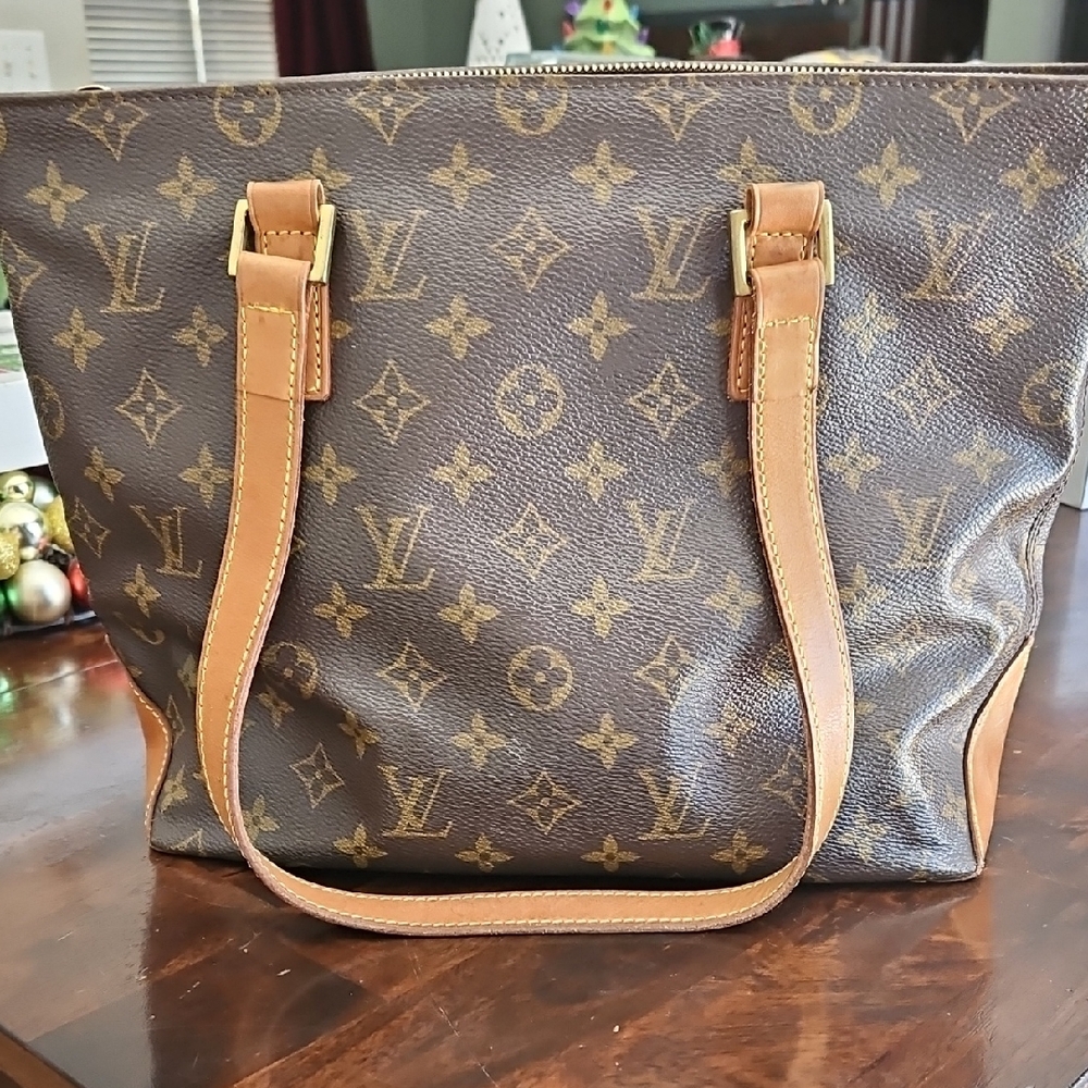 Louis Vuitton Brown Monogram Tote with Leather Trim